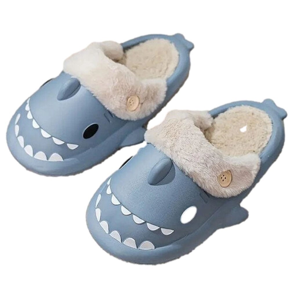 Shhhandals Unisex Shark Anti-Slip Winter Sandal Slides w/ Sock Insert - Large